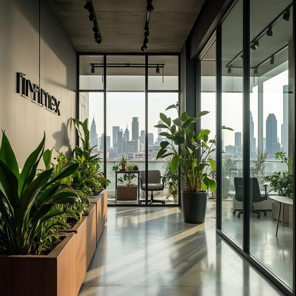 Vista interior moderna de las oficinas de FinMexConsult en Ciudad de México