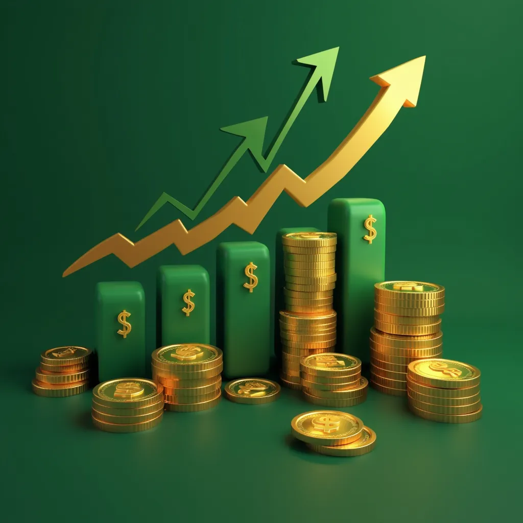 Gráfica de crecimiento financiero simbolizando ventajas competitivas